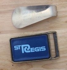 Vintage Arenz Metal Shoehorn and St. Regis Belt Buckle both from Dubuque, Iowa