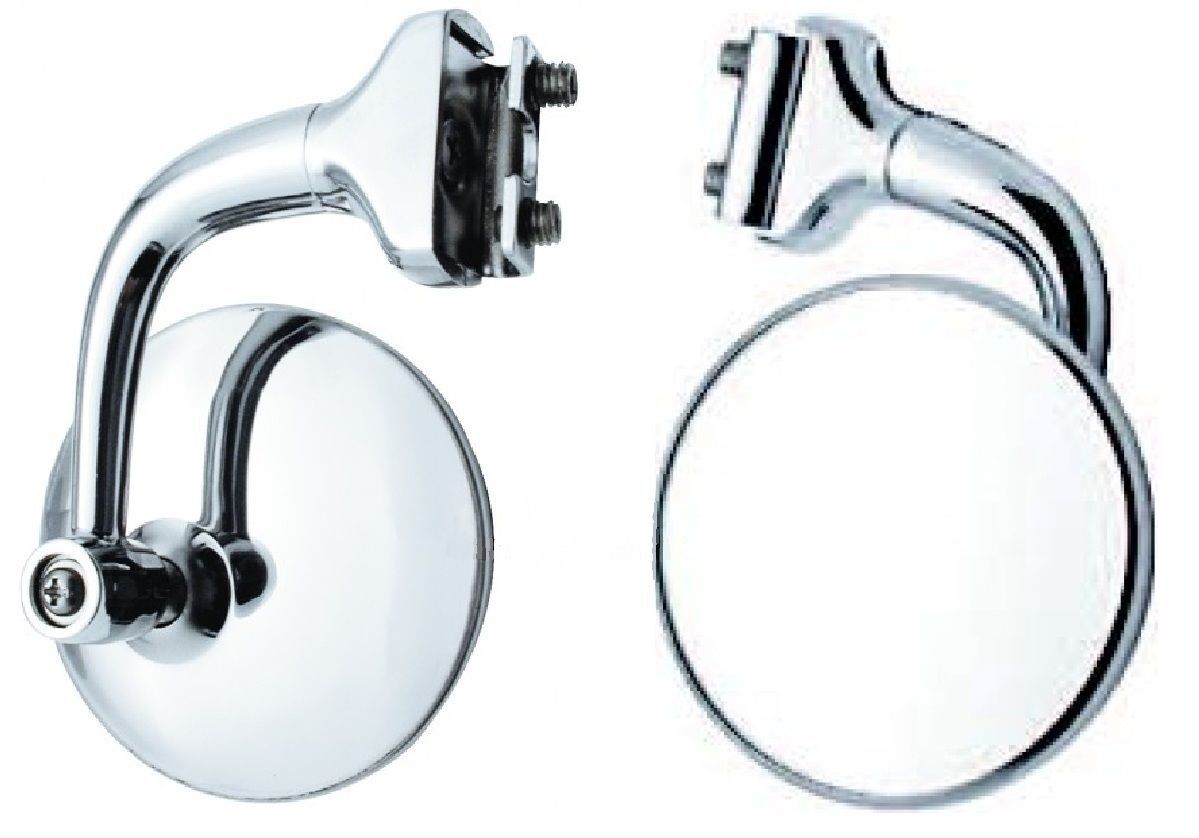 4" CONVEX Curved Arm Peep Mirror Outside Side Door Frame View Hot Rat Rod Pair