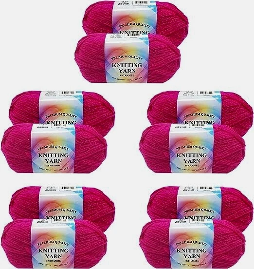 10 Skeins 4 Ply Acrylic Yarn Fuschia Knit Crochet Craft 2 oz. each
