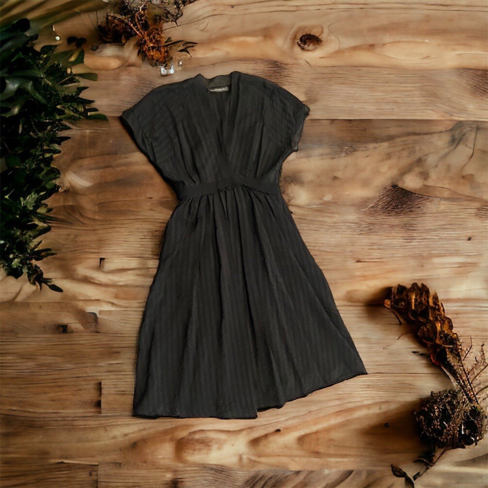 Balenciaga Silk Flowy V-Neck Black Dress Size 38 | eBay