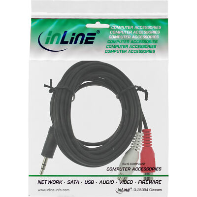 InLine Cinch/Klinke Kabel – 2x Cinch Auf 3,5 Mm Klinke, 0,2 M, Für Audio-Verbindungen