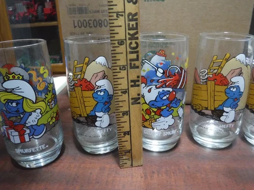 6 Vintage 1982/83 Peyo Wallace Berrie Smurf 6" Glasses-Smurfette, Clumsy, Hefty