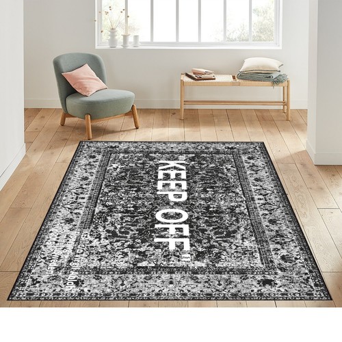 Alfombra Keep Off, alfombra Keep Off con patrones grises, alfombra para decoración del hogar, alfombra moderna Keep Off, moda - Imagen 2 de 13