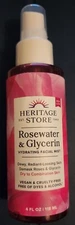 Heritage Store Rosewater & Glycerin Hydrating Facial Mist 4 oz SEALED