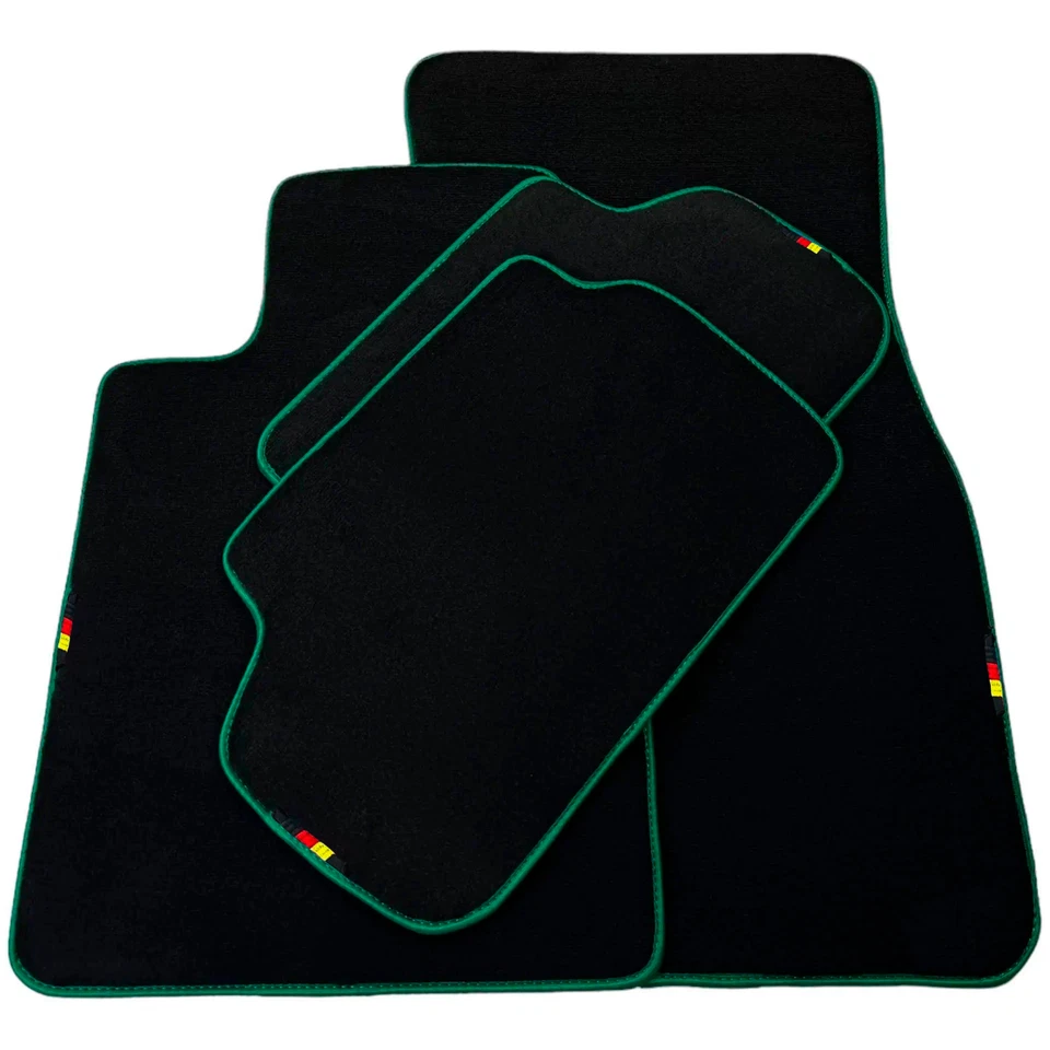 Alfombrillas negras marca AutoWin para BMW Serie 7 F01 (2008-2015) molduras verdes Foto 3 de 4