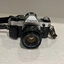 Canon AE-1 silver 35mm film camera body FD 50mm f1.8 From Japan