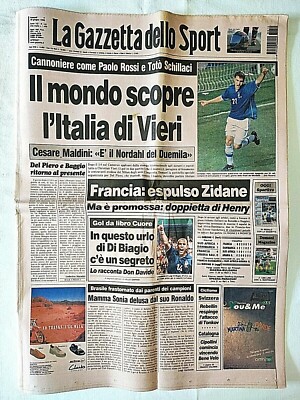 Gazzetta Dello Sport - 11 Juillet 1998 - France 98 - Pantani, Schumacher, Juventus