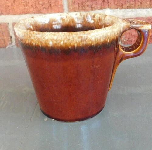 Vintage Hull Pottery Brown Drip Coffee Mug Cup oven proof USA 3.5" tall