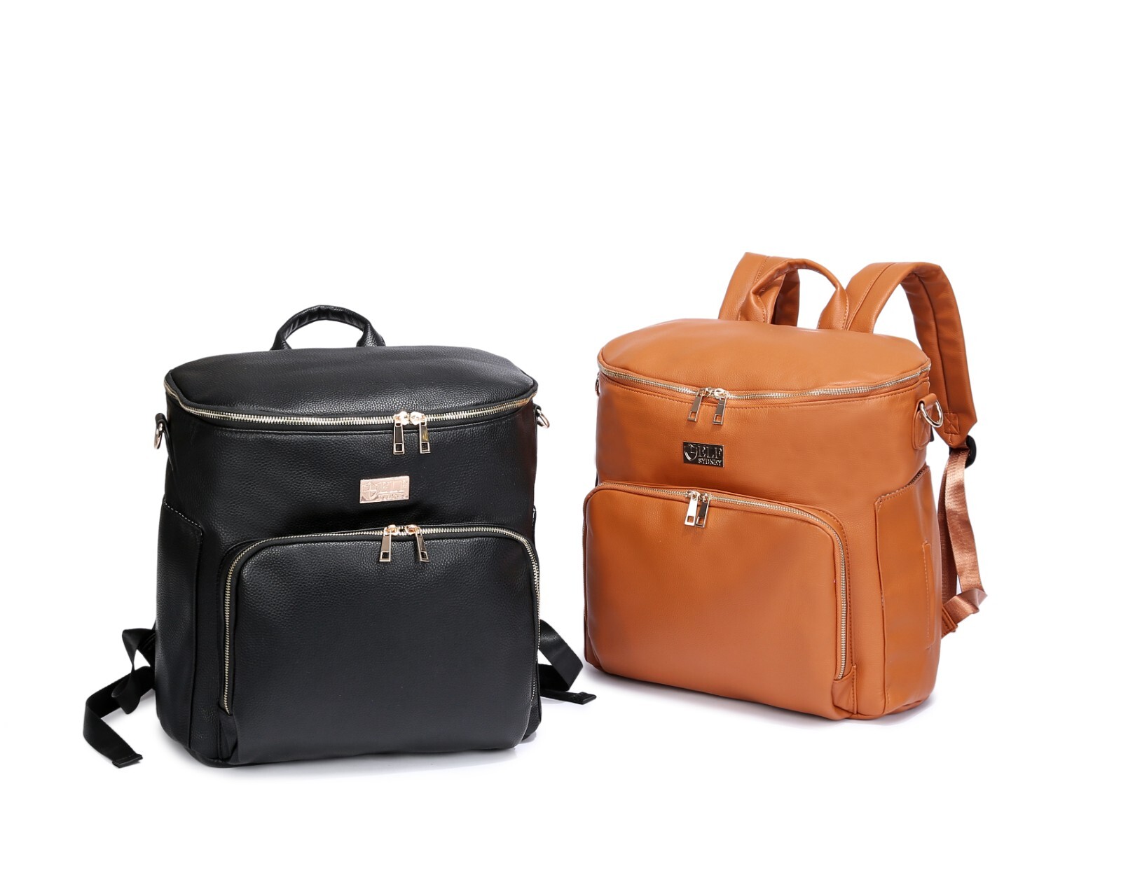 ELF HAYDEN Nappy Bag Backpack Diaper Faux Leather Brown Baby Mummy 6pcs USB — image 7