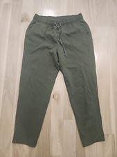 A NEW DAY WOMEN'S ANKLE TAPERED TIE WAIST PANTS COTTON BLEND CASUAL GREEN