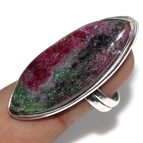 925 Silver Plated Ruby In Zoisite Ethnic Ring Handmade Jewelry Size US ...