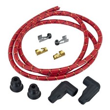 Lowbrow Customs Red 8mm Cloth Spark Plug Wire Set Vintage Harley-davidson