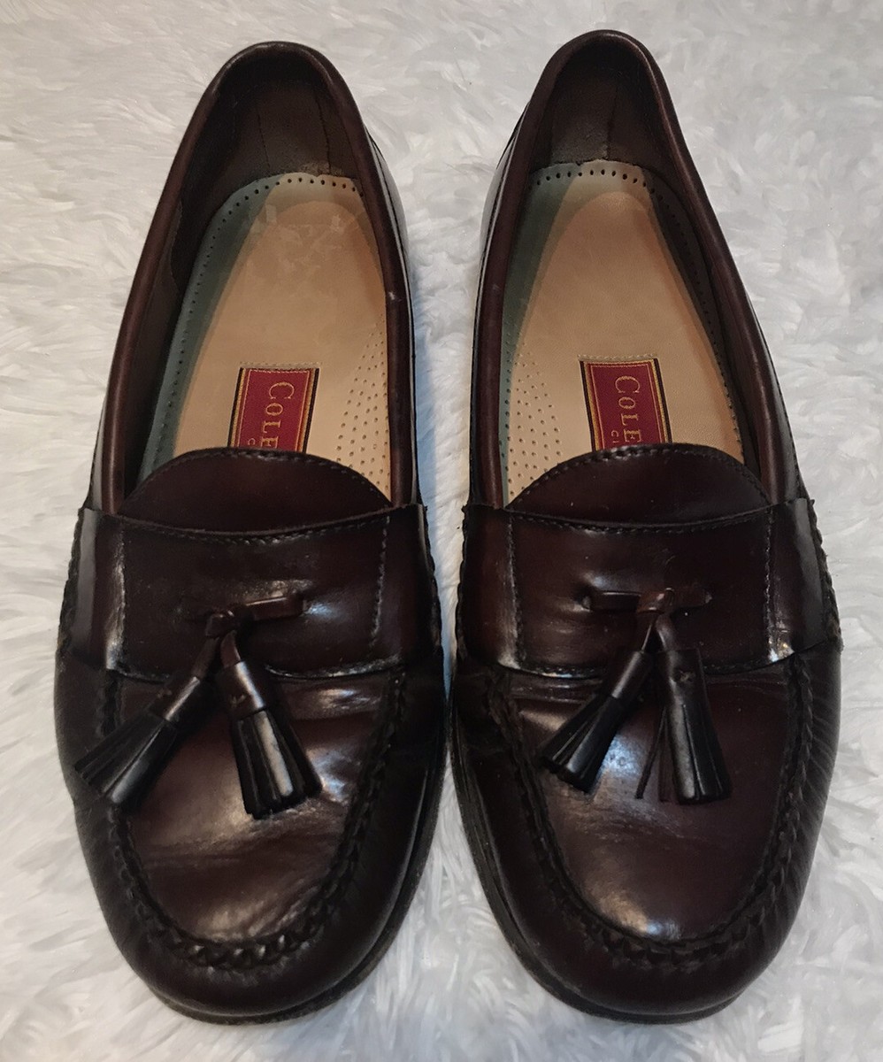 COLE HAAN MENS SZ 9 M BROWN LEATHER LOAFER TASSLE SLIP-ON  display picture 3
