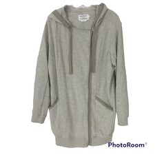 Simply Vera Wang Simply Breathe Grey Hooded Tunic Zip Hoodie Women’s Large