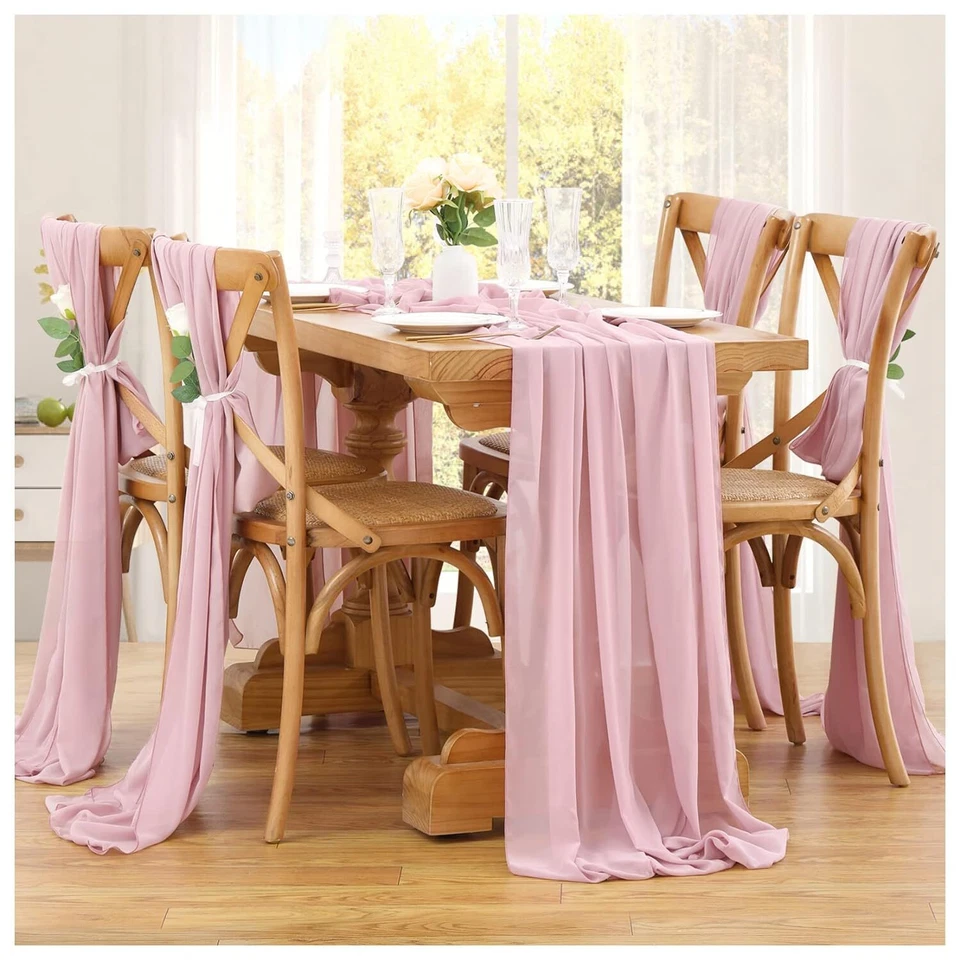 2/5/10/12/15/20 Chiffon Table Runners 70x425cm (14Ft) Romantic Wedding Party NEW - Image 3 of 4