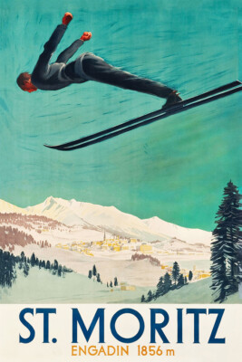St Moritz Polo Tournament On Ice Original Vintage Wall Art Home - POSTER 20x30