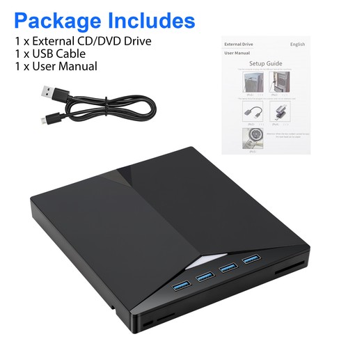 External CD DVD Drive USB 3.0 Writer Burner Player for PC Laptop Windows 11 10 - Picture 8 of 8