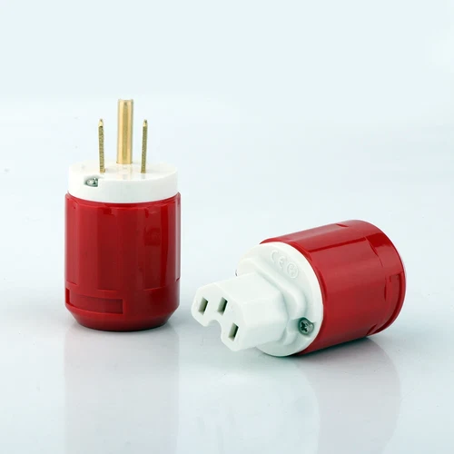 Paar Gold/Rhodiniert US AC Audio Netzstecker IEC C15 HiFi Stromkabel Stecker - Bild 20 von 31