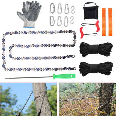 53 Inch Rope Saw, High Reach Tree Limb Hand Rope Chain Saw, 68 Sharp Teeth Blade