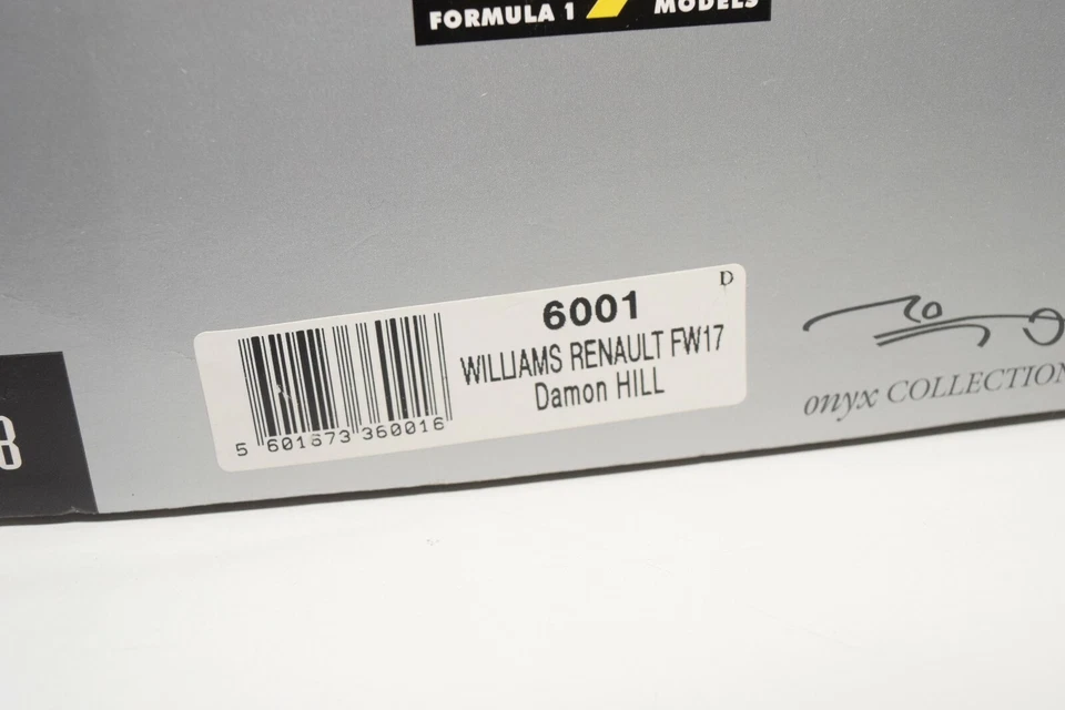 V 1:18 SCATOLA VUOTA ORIGINALE ONICE 6001 WILLIAMS RENAULT FW17 DAMON HILL EC... - Immagine 4 di 4