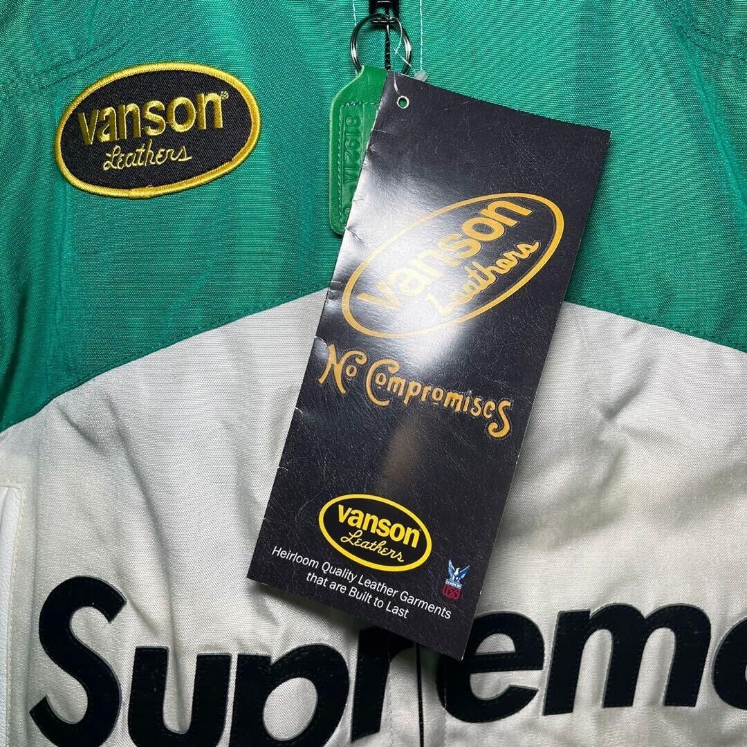 Supreme x Vanson Cordura Jacket Green Leather Size XL Men's Supreme x Vanson Cordura Jacket Green Leather Size XL Men's