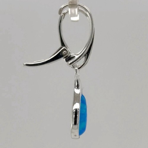 Blue FIRE OPAL Teardrop / Pear Leverback Earrings - 925 STERLING SILVER #546e - 第 16/16 張圖片