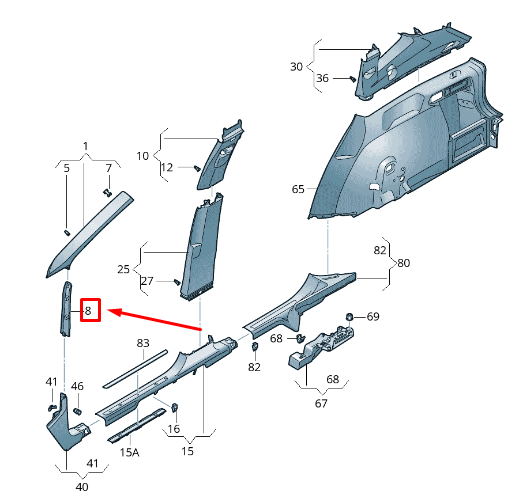 NOUVEAU SIÈGE TARRACO KN CENTRE DROIT GARNITURE DE MONTANT A 5NN86822482V