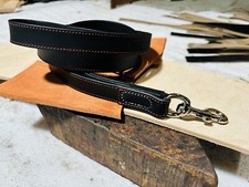 Shwaan Leather 6ft Dog Leash Heavy Duty with 2 Padded Traffic Lead Handles