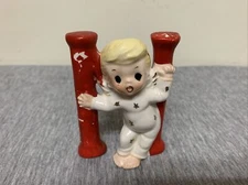 Vintage Porcelain Lipper & Mann Noel Angels Christmas Candle Holders Letter N