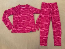 Lands End 6X-7 large girls pajamas top pants pink pattern polyester