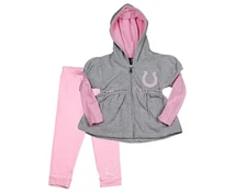 NFL Little Girls Indianapolis Colts 2 Piece Hoodie & Pant Set - Ash/Pink