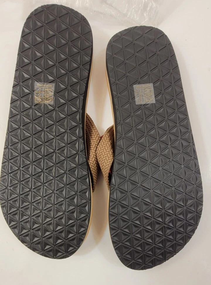 Comfortable Brown Yoga Mat Thong Flip Flops with Arch Support in Size 14