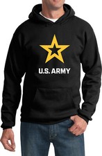 US Army Star Logo White Print Pullover Hoodie