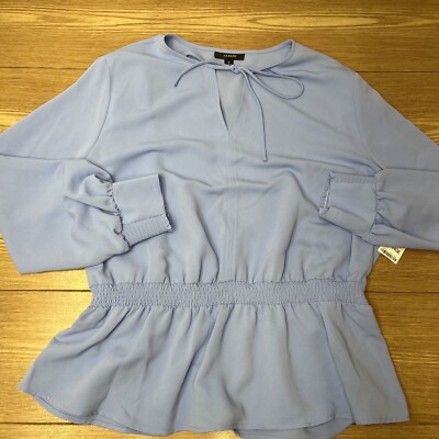 Blusa Para Mujer Alfani Tipo Peplum Acampanada De Manga Larga Holgada XL Azul