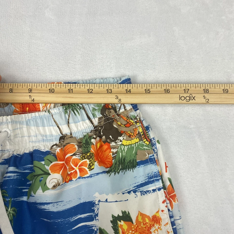 Bañador Merona Hombre M Azul Naranja 100% Poliéster 4 Bolsillos Liquidación Foto 2 de 4