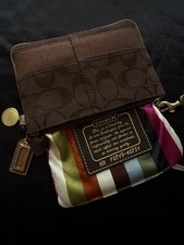 Coach Signature Brown Legacy Interior Wristlet