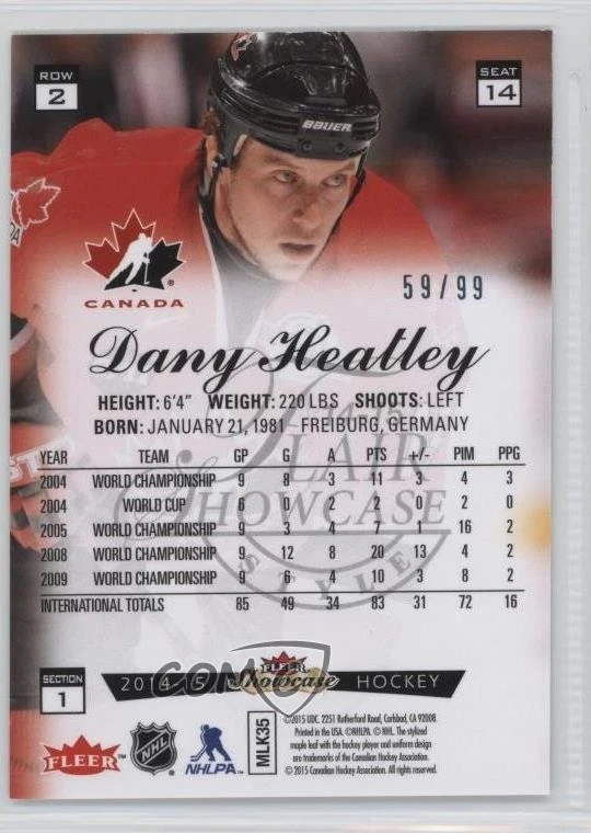 2014-15 Fleer Showcase Flair Row 2 Blue Ice /99 Dany Heatley #14 - Image 2 of 2