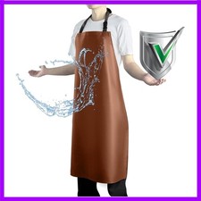 Waterproof Apron with Comfortable Adjustable Bib Rubber Vinyl Dishwasher Heav...