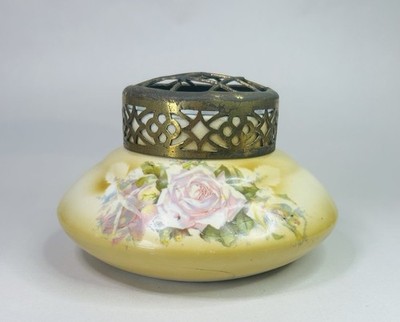 Antike Royal Worcester Stil Porzellan Blush Elfenbein Rosa Rose Deckelschale / Vase