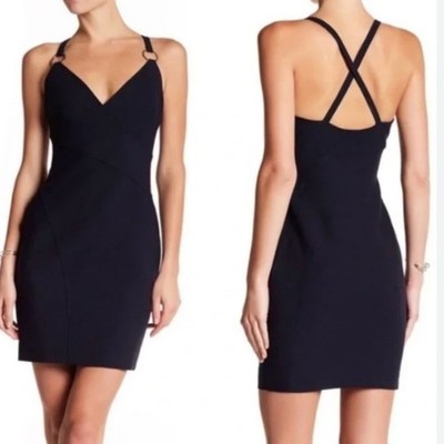 Cinq a Sept Size 0 Navy Blue Eden Crisscross Sleeveless Bodycon Sheath Dress