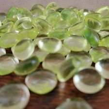 100 Uranium Glass Marbles Flat Gems Vaseline Glass