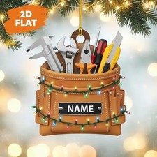 Personalized Construction Ornament   Custom Name Holiday Gift for Handyman