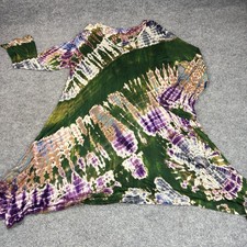 India Boutique Tie Dye Dress Womens Free Size Lagenlook Asymmetrical Boho Hippie