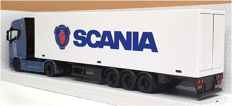 Burago 1/43 Scale 18-31468 - Scania Hauler Truck With Trailer - Met Blue/White - Image 2 of 4