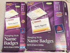Avery Customizable Hanging Name Badges, 74520, 74459, 3" x 4", Clear Holder