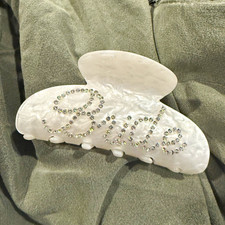 Rhinestone 'Bride' Pearl White Hair Claw Clip - Women Bridal Accessories