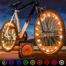 Bike Wheel Lights - LED Spoke & Tire Lights for 360° Visibility - 2-Pack Orange