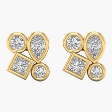 0.60 CT Round E VS1 Lab Created Diamond 14kt Yellow Gold Halo Earrings