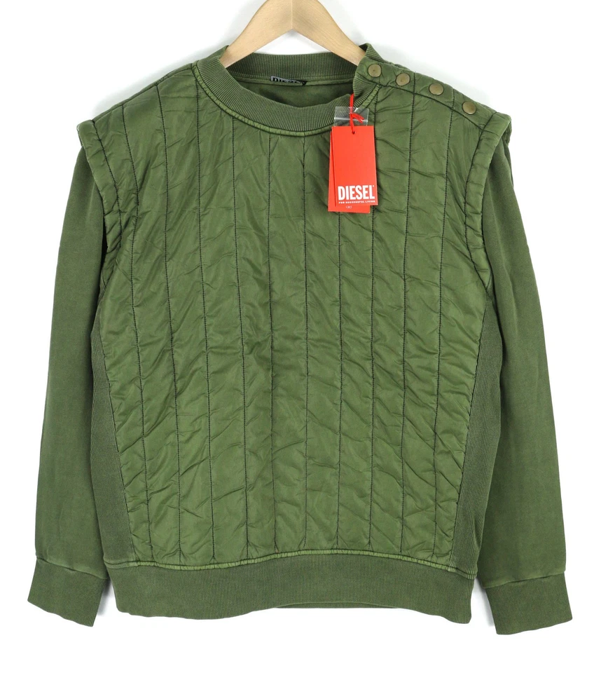 Sweat À Capuche Padded Quilté Diesel S-Holty Pour Homme Taille L Vert RRP225 - Photo 4/4