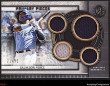 2023 Topps Museum Primary Pieces Salvador Perez QUAD GAME-USED JERSEY 21/99